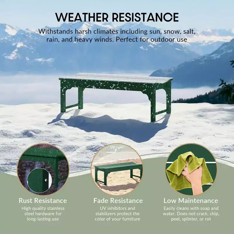 Banc extérieur WestinTrends sans dossier toutes saisons pour patio et jardin