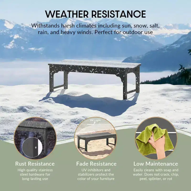 Banc extérieur WestinTrends sans dossier toutes saisons pour patio et jardin
