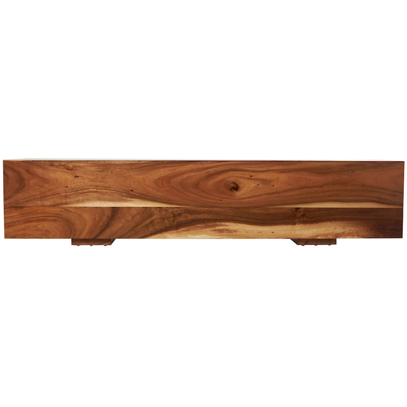 Banc en bois massif avec base surélevée - Marron - Roche River Decor - 16L x 71P x 15H