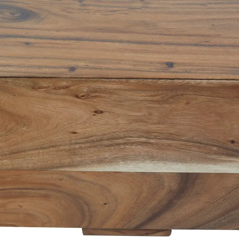 Banc en bois massif avec base surélevée - Marron - Roche River Decor - 16L x 71P x 15H
