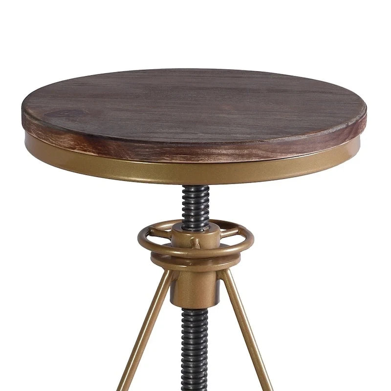 Tabouret de bar réglable Seeken en bois vieilli et or