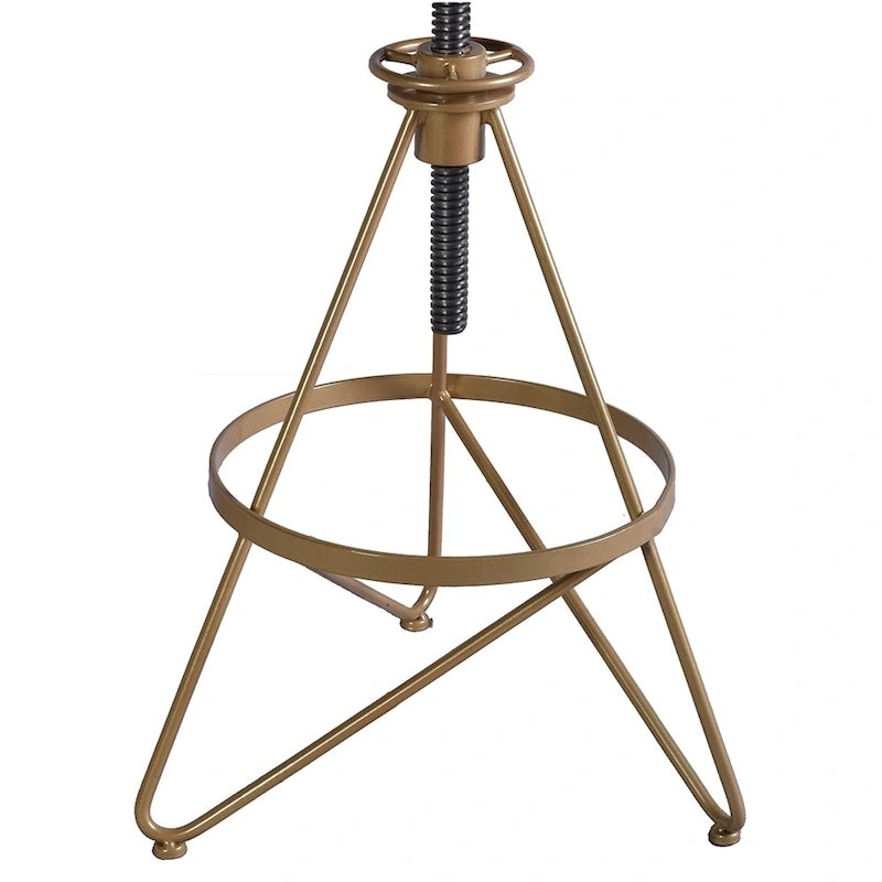 Tabouret de bar réglable Seeken en bois vieilli et or