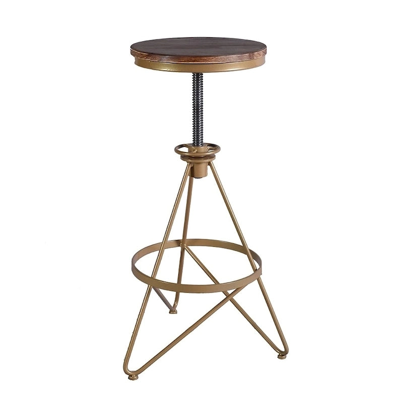 Tabouret de bar réglable Seeken en bois vieilli et or