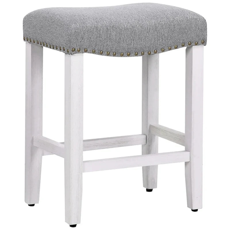 Tabouret de comptoir Jameson en polyester rembourré blanc antique, 24 pouces