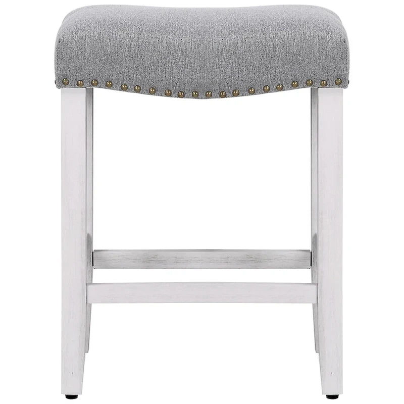 Tabouret de comptoir Jameson en polyester rembourré blanc antique, 24 pouces