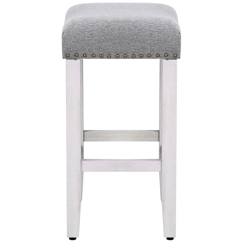 Tabouret de comptoir Jameson en polyester rembourré blanc antique, 24 pouces