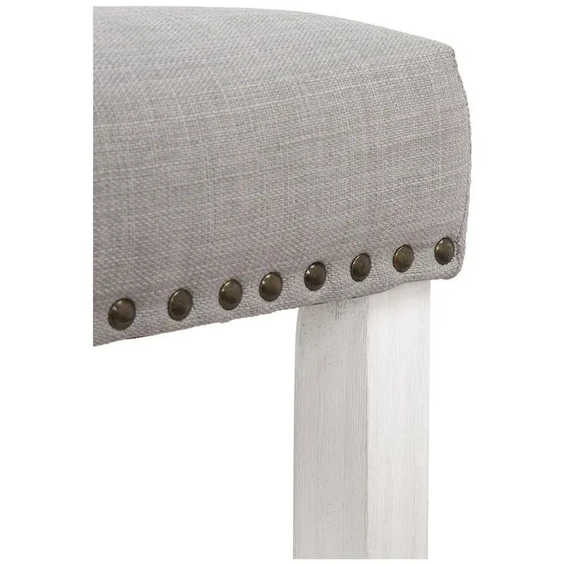 Tabouret de comptoir Jameson en polyester rembourré blanc antique, 24 pouces