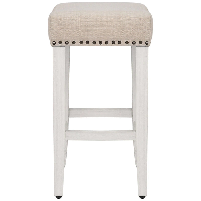 Tabouret de comptoir Jameson en polyester rembourré blanc antique, 24 pouces