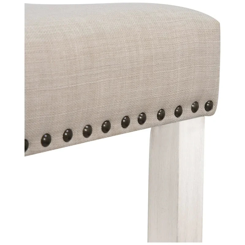 Tabouret de comptoir Jameson en polyester rembourré blanc antique, 24 pouces