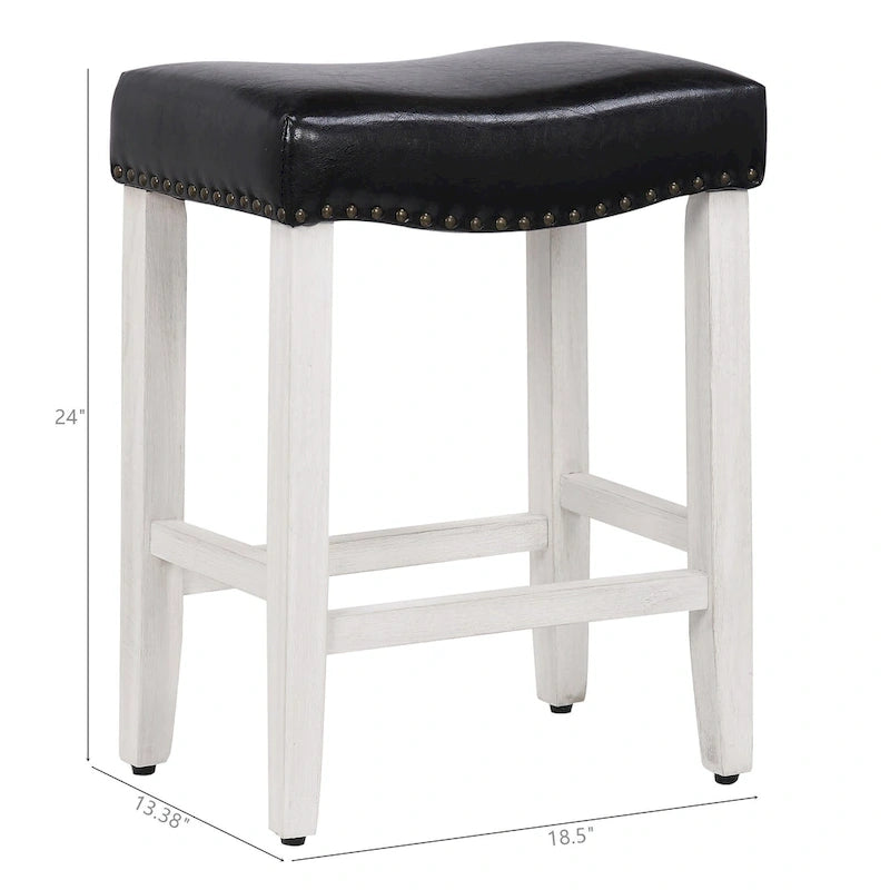 Tabouret de comptoir Jameson en polyester rembourré blanc antique, 24 pouces