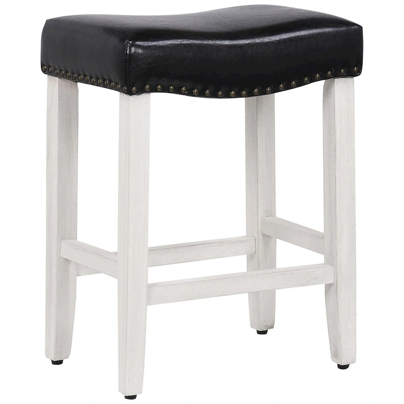 Tabouret de comptoir Jameson en polyester rembourré blanc antique, 24 pouces