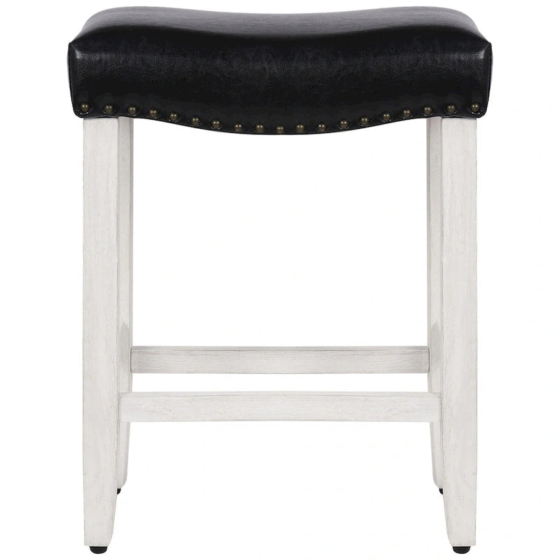 Tabouret de comptoir Jameson en polyester rembourré blanc antique, 24 pouces