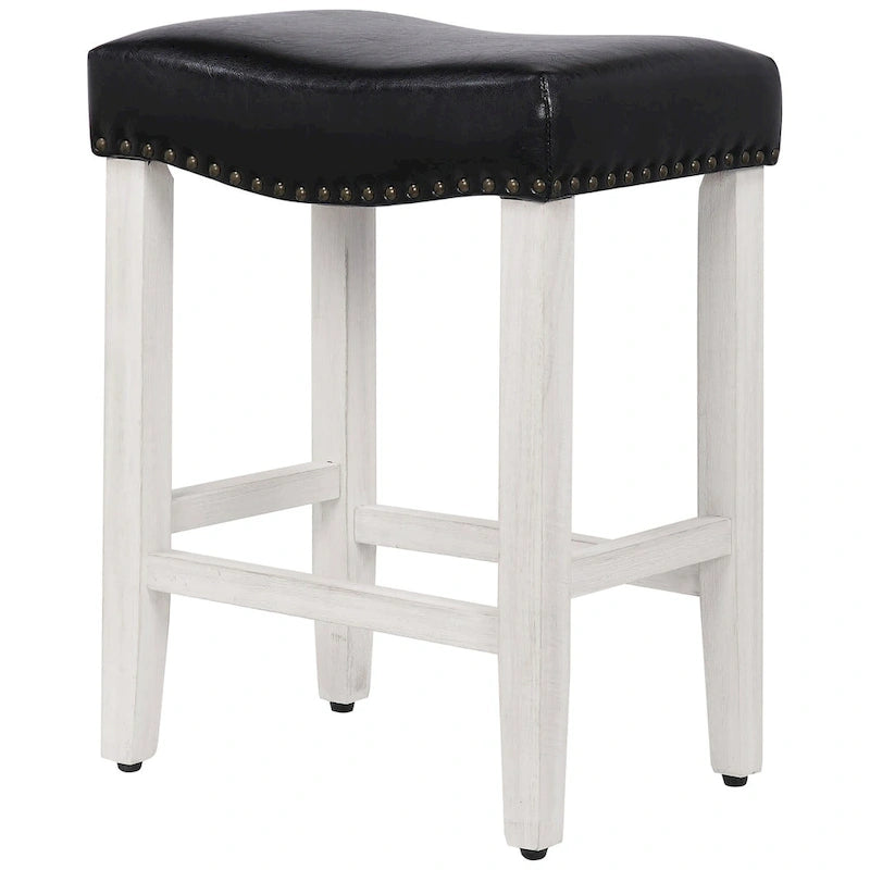 Tabouret de comptoir Jameson en polyester rembourré blanc antique, 24 pouces