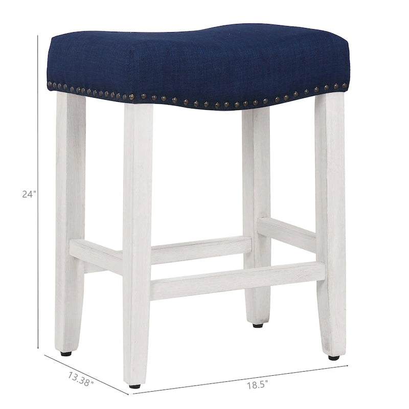 Tabouret de comptoir Jameson en polyester rembourré blanc antique, 24 pouces