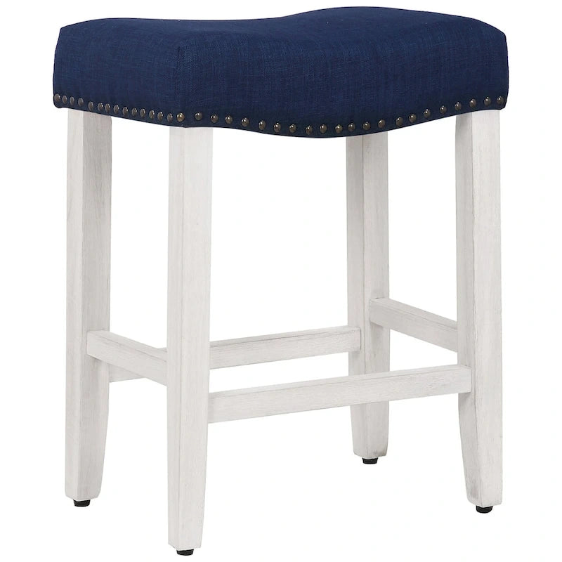 Tabouret de comptoir Jameson en polyester rembourré blanc antique, 24 pouces