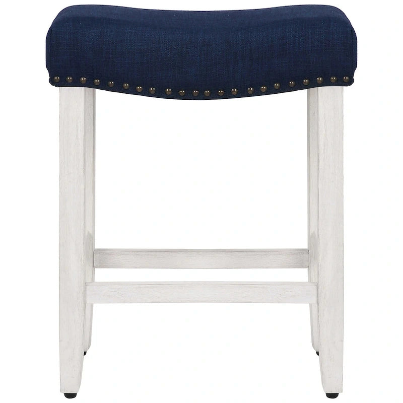 Tabouret de comptoir Jameson en polyester rembourré blanc antique, 24 pouces