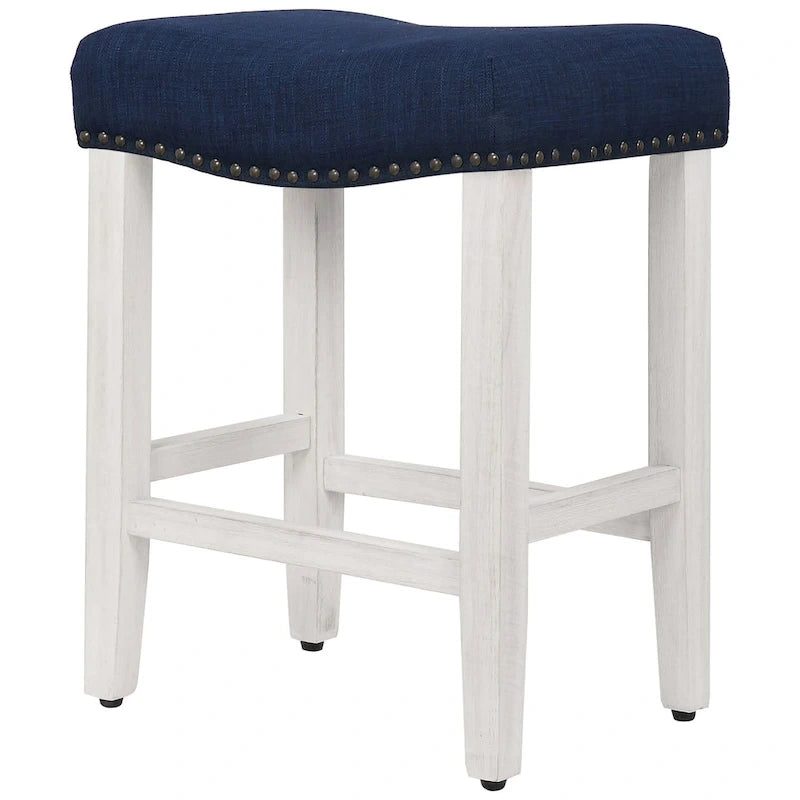 Tabouret de comptoir Jameson en polyester rembourré blanc antique, 24 pouces