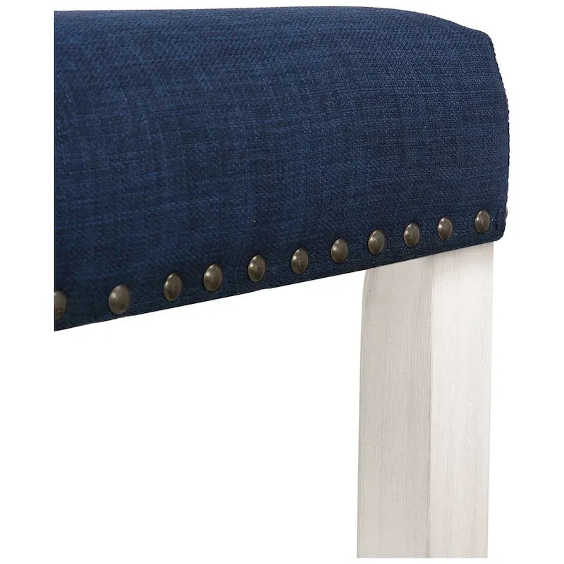 Tabouret de comptoir Jameson en polyester rembourré blanc antique, 24 pouces