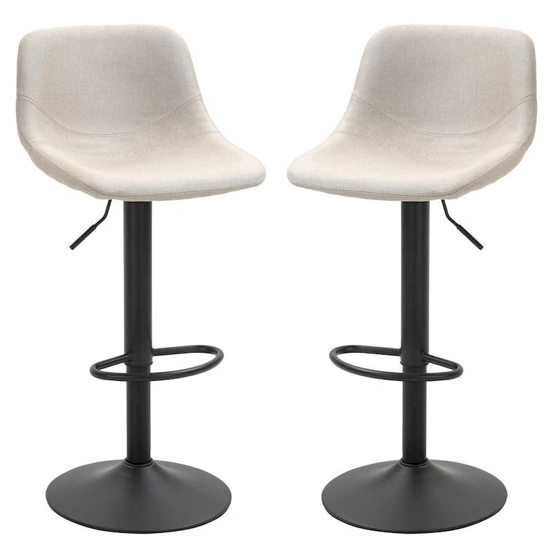 HOMCOM Tabourets de Bar Pivotants, Lot de 2 Chaises de Bar à Hauteur Réglable, Rembourrés avec Dossier pour Cuisine, Comptoir et Bar Maison