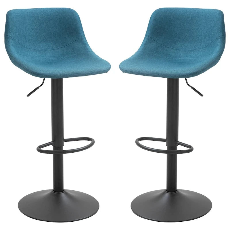HOMCOM Tabourets de Bar Pivotants, Lot de 2 Chaises de Bar à Hauteur Réglable, Rembourrés avec Dossier pour Cuisine, Comptoir et Bar Maison