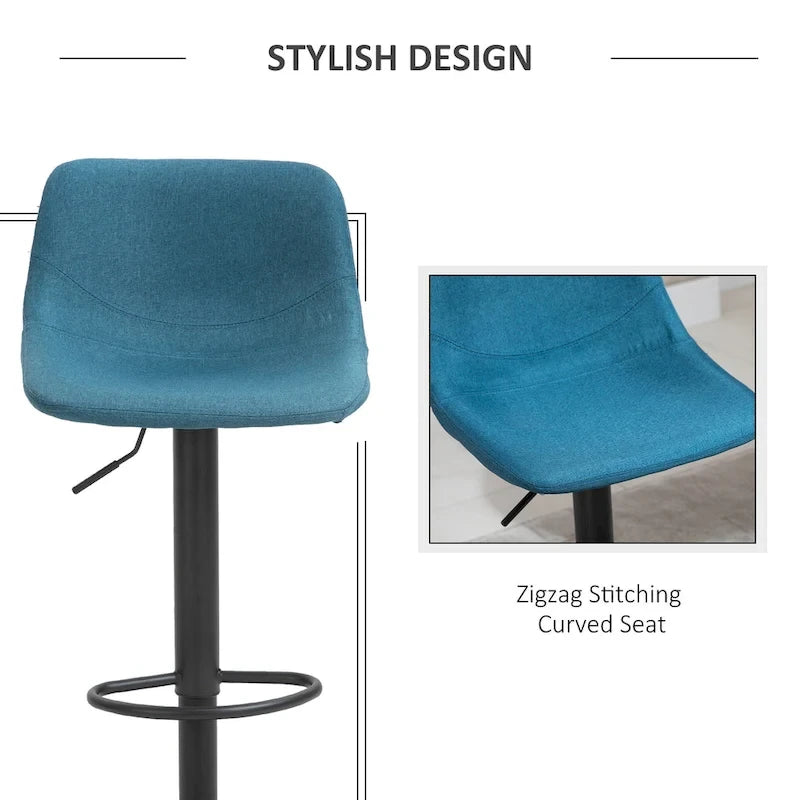 HOMCOM Tabourets de Bar Pivotants, Lot de 2 Chaises de Bar à Hauteur Réglable, Rembourrés avec Dossier pour Cuisine, Comptoir et Bar Maison
