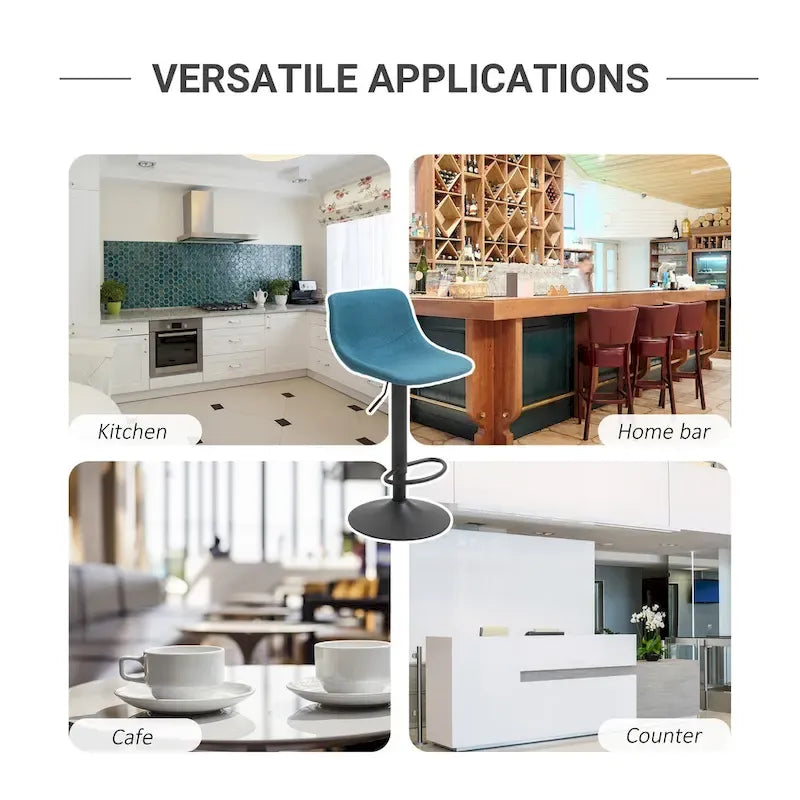 HOMCOM Tabourets de Bar Pivotants, Lot de 2 Chaises de Bar à Hauteur Réglable, Rembourrés avec Dossier pour Cuisine, Comptoir et Bar Maison