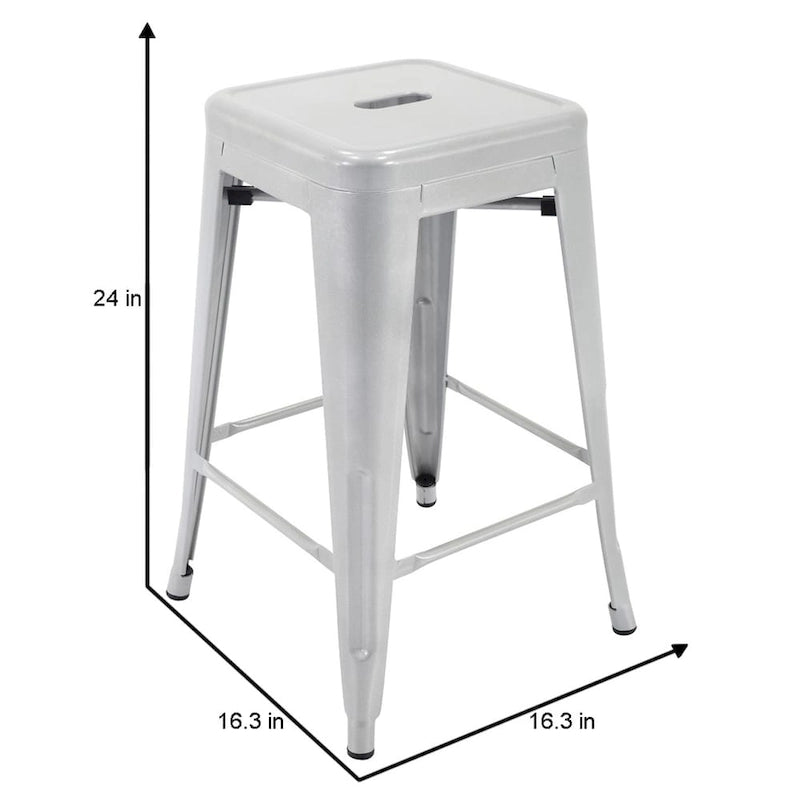 Tabouret de comptoir de terrasse en métal Athos Carbon Loft pour l'intérieur et l'extérieur (lot de 4)