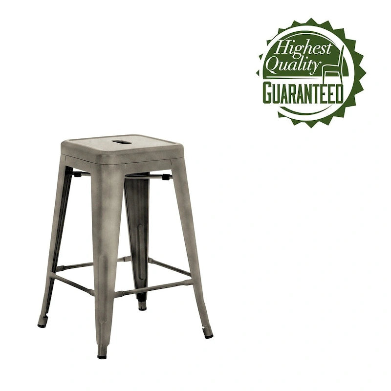 Tabouret de comptoir de terrasse en métal Athos Carbon Loft pour l'intérieur et l'extérieur (lot de 4)