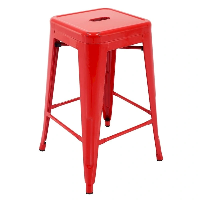 Tabouret de comptoir de terrasse en métal Athos Carbon Loft pour l'intérieur et l'extérieur (lot de 4)