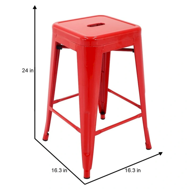 Tabouret de comptoir de terrasse en métal Athos Carbon Loft pour l'intérieur et l'extérieur (lot de 4)