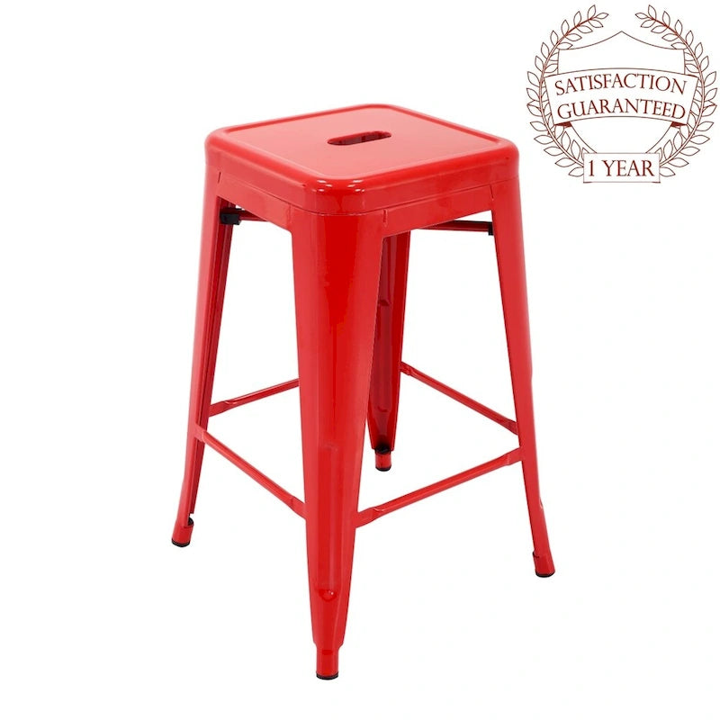 Tabouret de comptoir de terrasse en métal Athos Carbon Loft pour l'intérieur et l'extérieur (lot de 4)