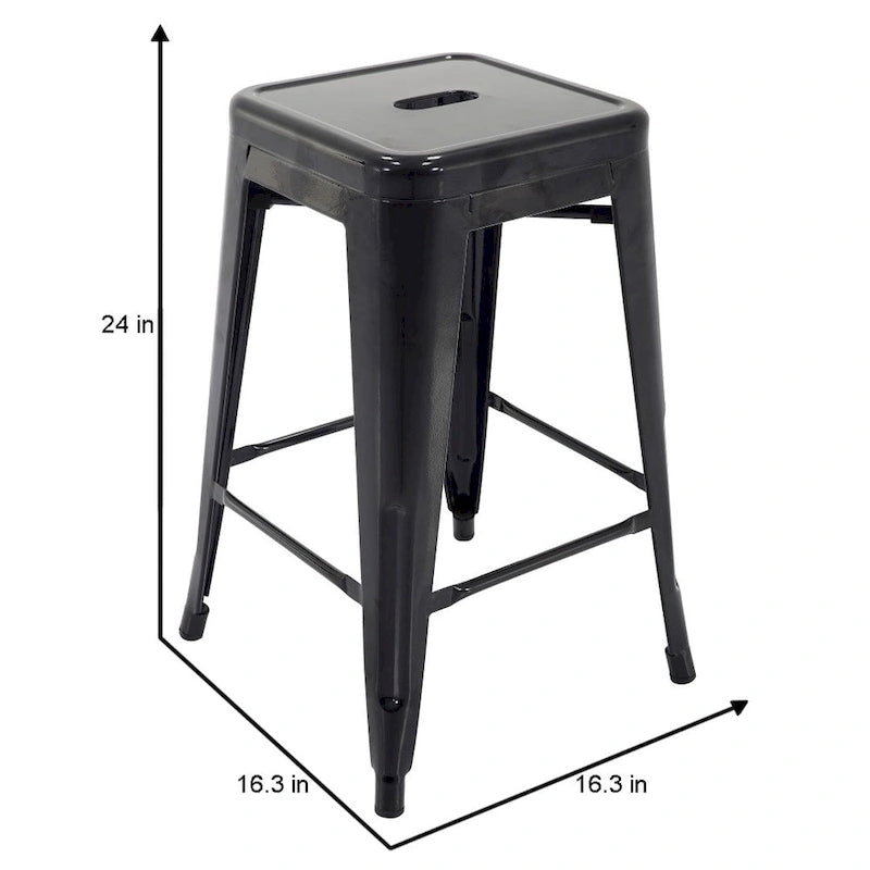 Tabouret de comptoir de terrasse en métal Athos Carbon Loft pour l'intérieur et l'extérieur (lot de 4)