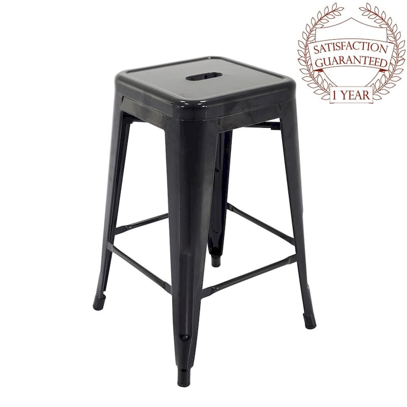 Tabouret de comptoir de terrasse en métal Athos Carbon Loft pour l'intérieur et l'extérieur (lot de 4)