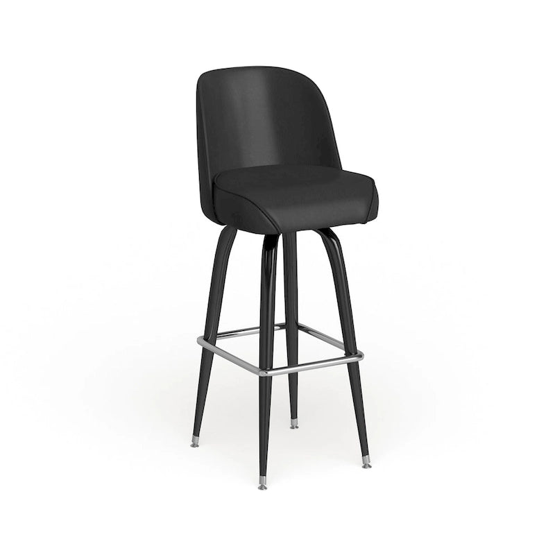 Lot de 2 tabourets de bar en métal avec siège baquet pivotant en vinyle et repose-pieds - 47P x 47L x 108H cm
