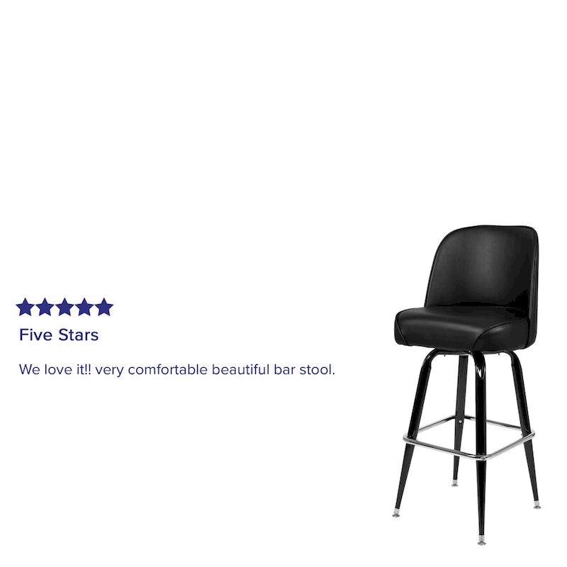 Lot de 2 tabourets de bar en métal avec siège baquet pivotant en vinyle et repose-pieds - 47P x 47L x 108H cm