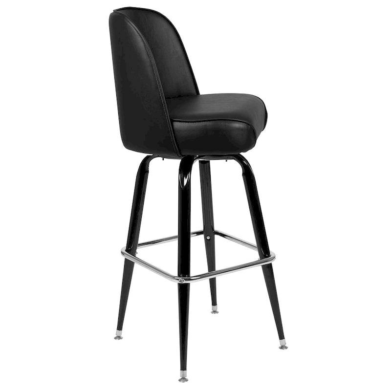 Lot de 2 tabourets de bar en métal avec siège baquet pivotant en vinyle et repose-pieds - 47P x 47L x 108H cm