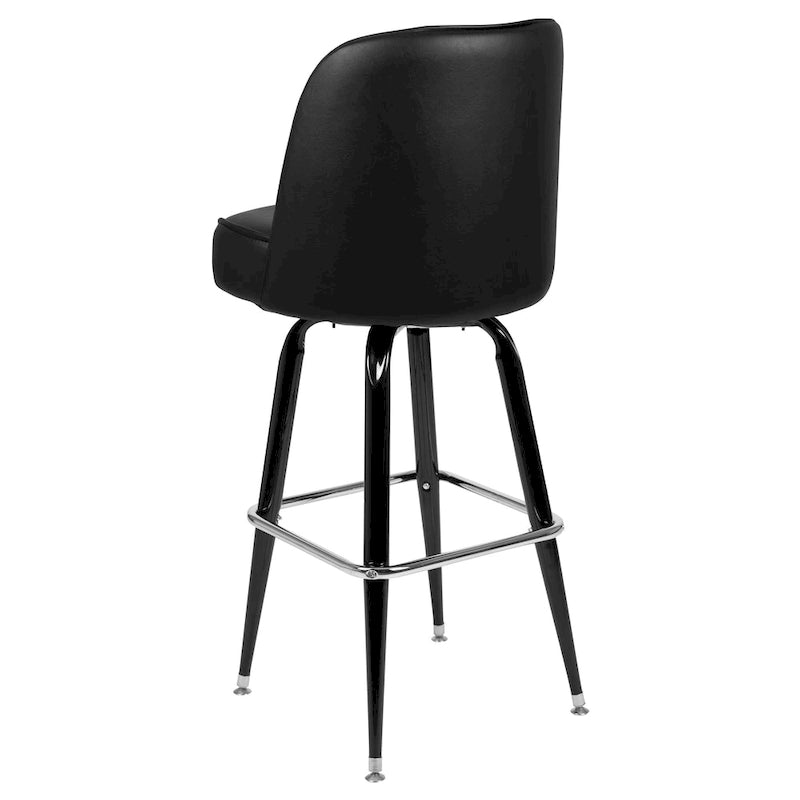 Lot de 2 tabourets de bar en métal avec siège baquet pivotant en vinyle et repose-pieds - 47P x 47L x 108H cm