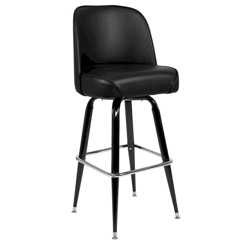 Lot de 2 tabourets de bar en métal avec siège baquet pivotant en vinyle et repose-pieds - 47P x 47L x 108H cm