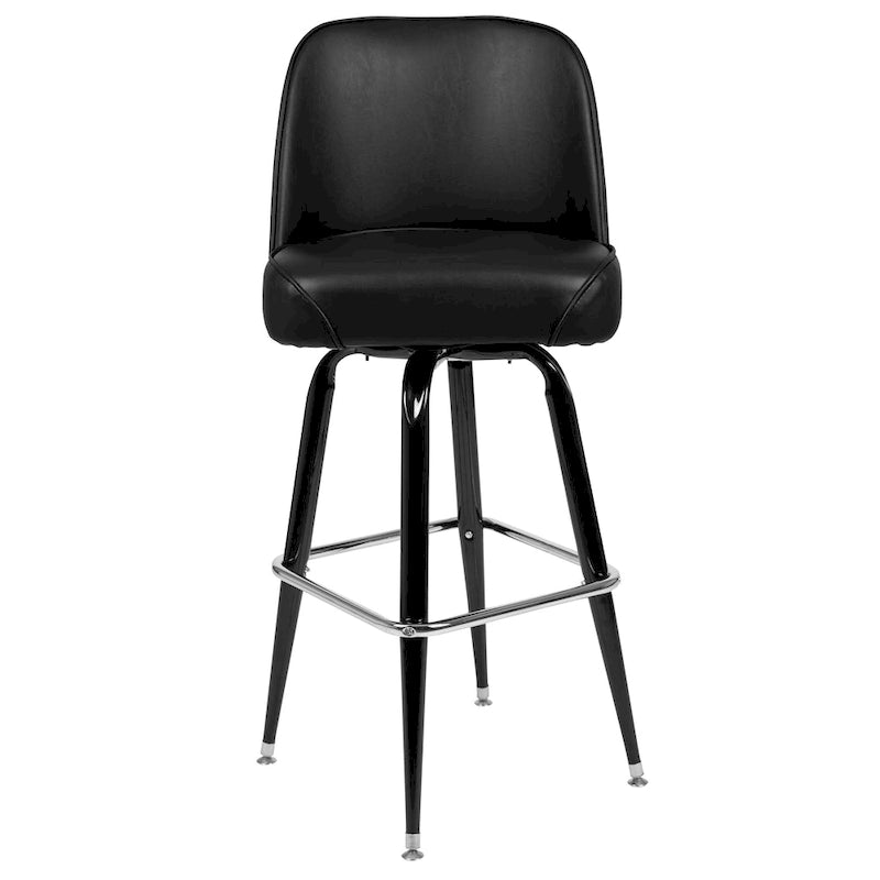 Lot de 2 tabourets de bar en métal avec siège baquet pivotant en vinyle et repose-pieds - 47P x 47L x 108H cm