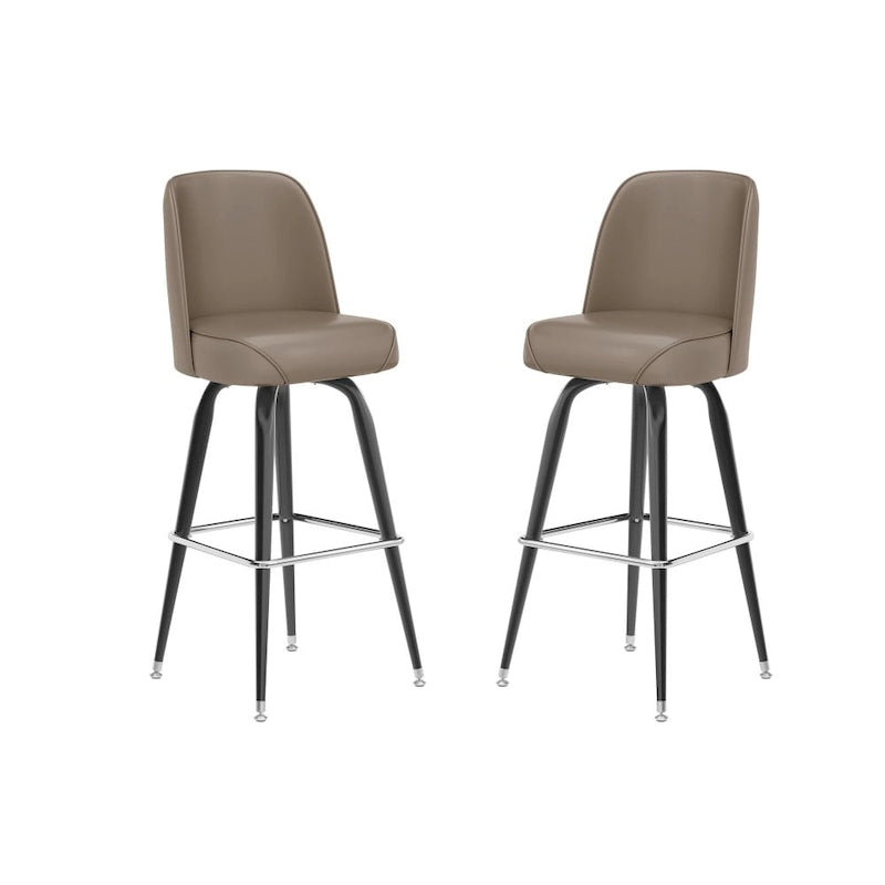 Lot de 2 tabourets de bar en métal avec siège baquet pivotant en vinyle et repose-pieds - 47P x 47L x 108H cm