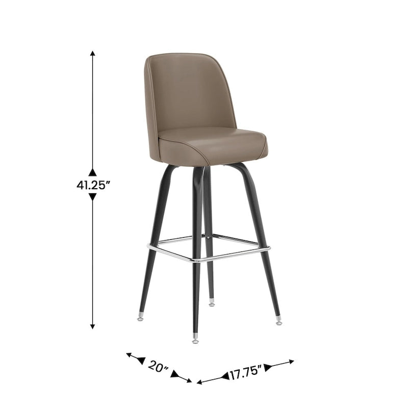 Lot de 2 tabourets de bar en métal avec siège baquet pivotant en vinyle et repose-pieds - 47P x 47L x 108H cm