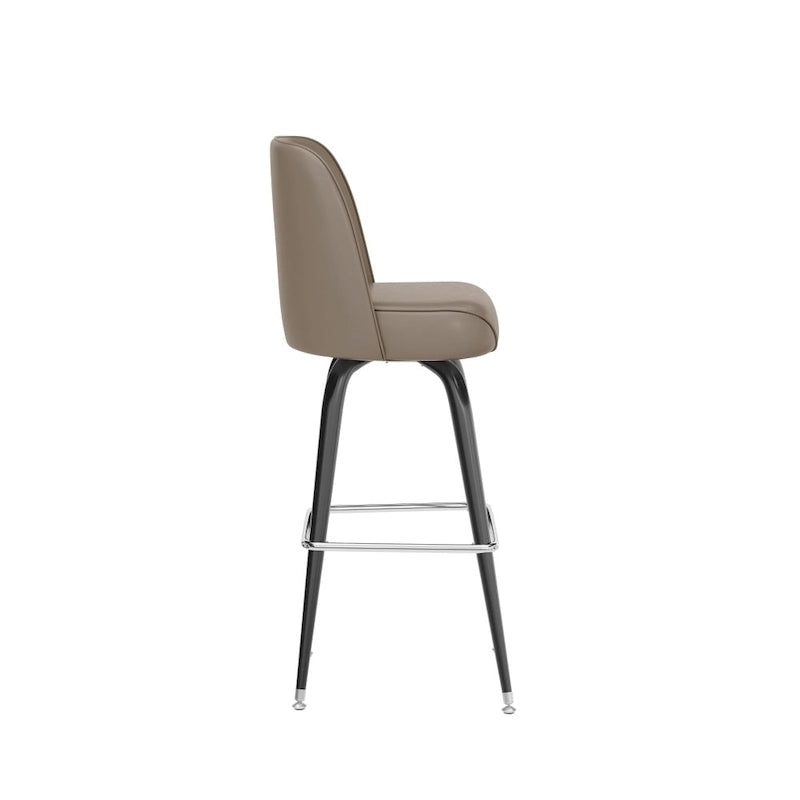 Lot de 2 tabourets de bar en métal avec siège baquet pivotant en vinyle et repose-pieds - 47P x 47L x 108H cm
