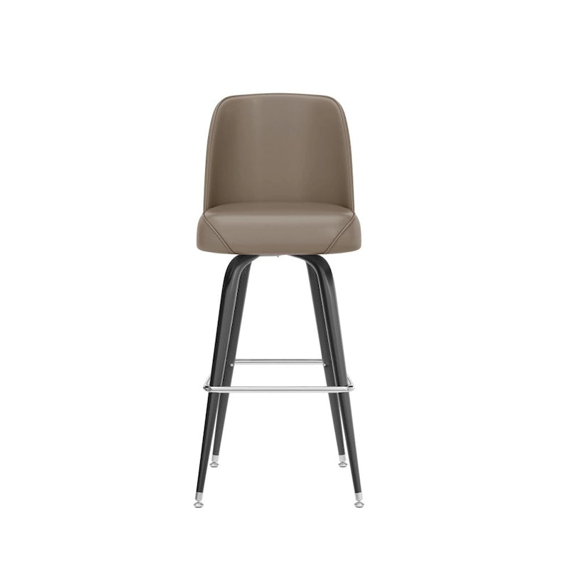 Lot de 2 tabourets de bar en métal avec siège baquet pivotant en vinyle et repose-pieds - 47P x 47L x 108H cm