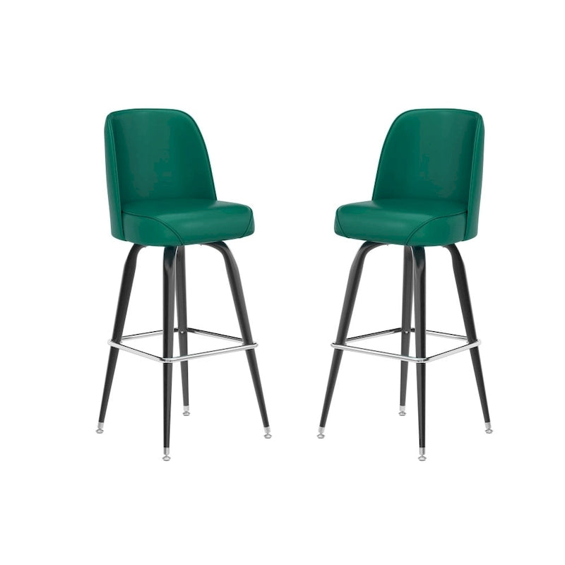 Lot de 2 tabourets de bar en métal avec siège baquet pivotant en vinyle et repose-pieds - 47P x 47L x 108H cm