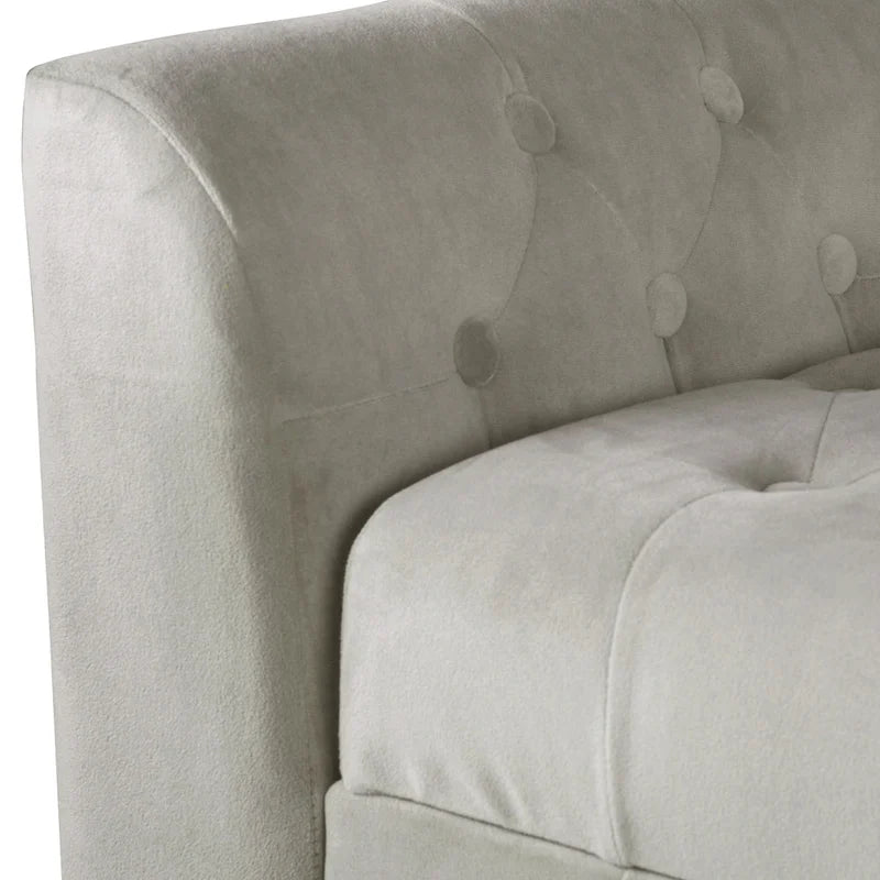 Banc de rangement façon causeuse en velours gris tourterelle Arum Copper Grove