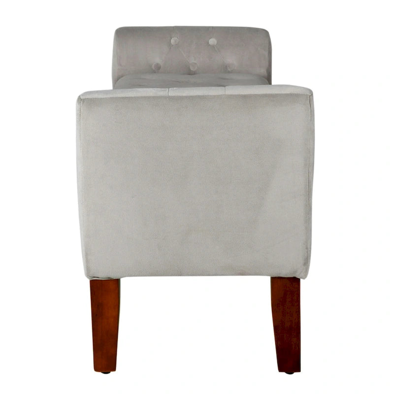 Banc de rangement façon causeuse en velours gris tourterelle Arum Copper Grove