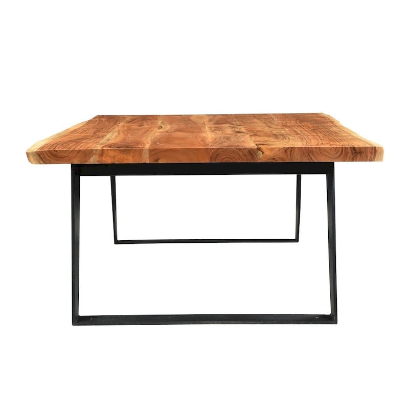 Table basse en bois massif faite à la main à bord irrégulier (Inde) - 31 x 45 x 16