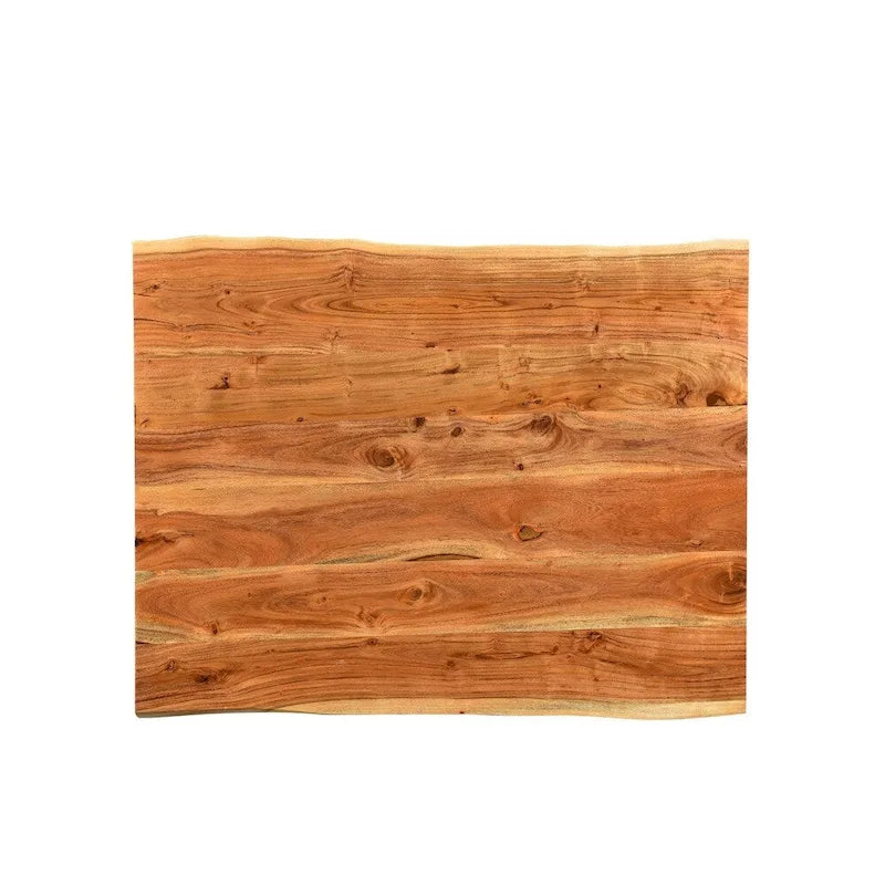 Table basse en bois massif faite à la main à bord irrégulier (Inde) - 31 x 45 x 16
