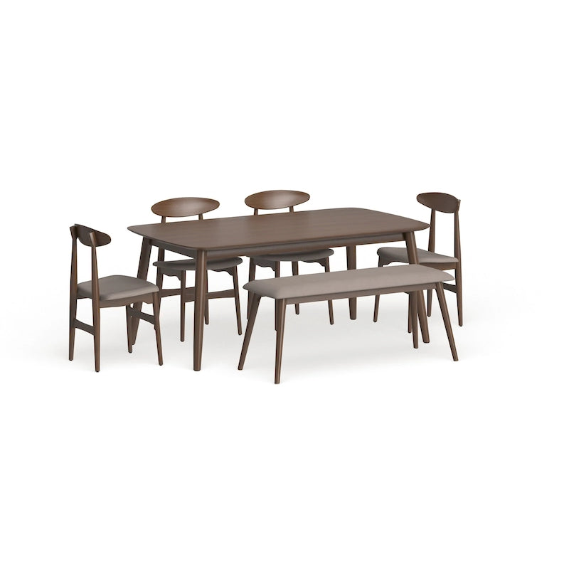 Ensemble de salle à manger moderne de 6 pièces en chêne moyen Carson Carrington Haapajarvi
