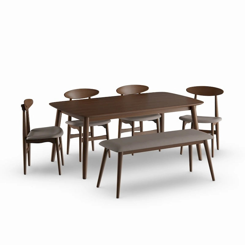 Ensemble de salle à manger moderne de 6 pièces en chêne moyen Carson Carrington Haapajarvi